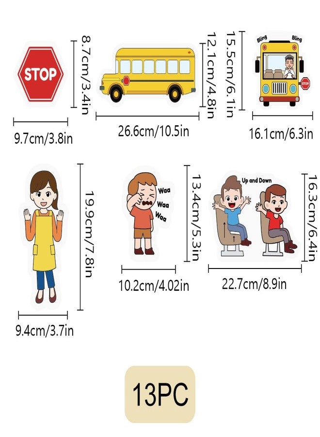 BEUNITONE Preschool Felt Storyboard for Them 13 Pcs School Buses and Family Greatal Teaching Felt Storyboard for Them Flannel Early Interactive Play Kit Interactive Wall Activity for Family - Image 3